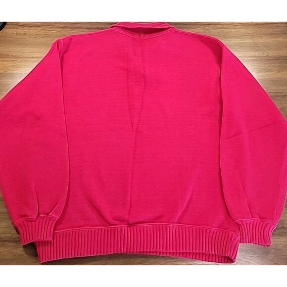 VTG L.L. Bean 2-Button Fisherman Sweater Pink Wool L USA-Made Chunky Knit EUC - Picture 2 of 6